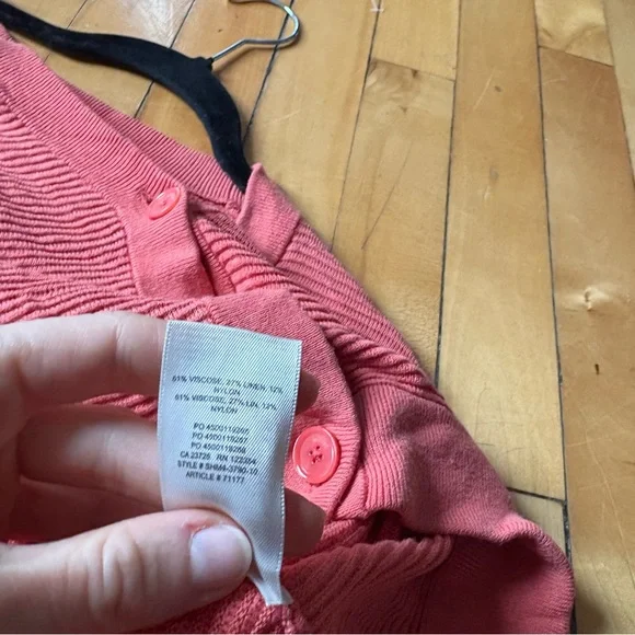 Aritzia Wilfred Sz S Light Knit Orange Cropped Cardigan Sweater - Picture 8 of 8